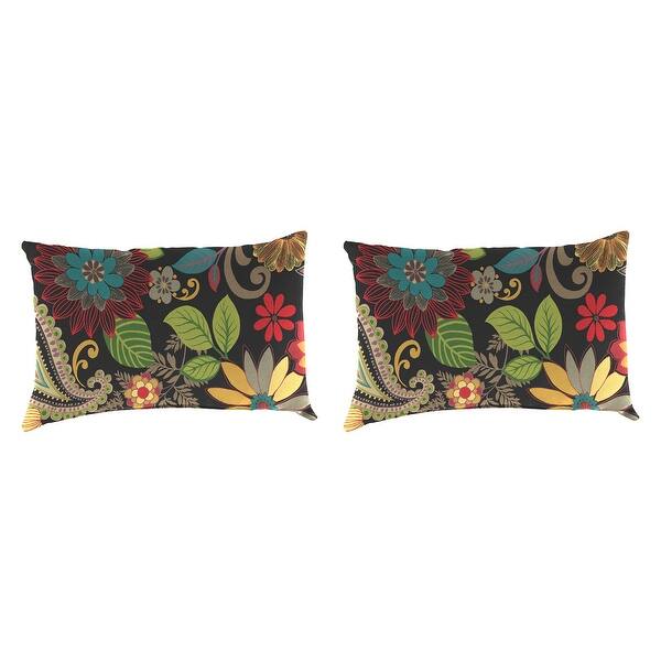 18" x 12" Multicolor Floral Outdoor Lumbar Throw Pillow (Set of 2) 12